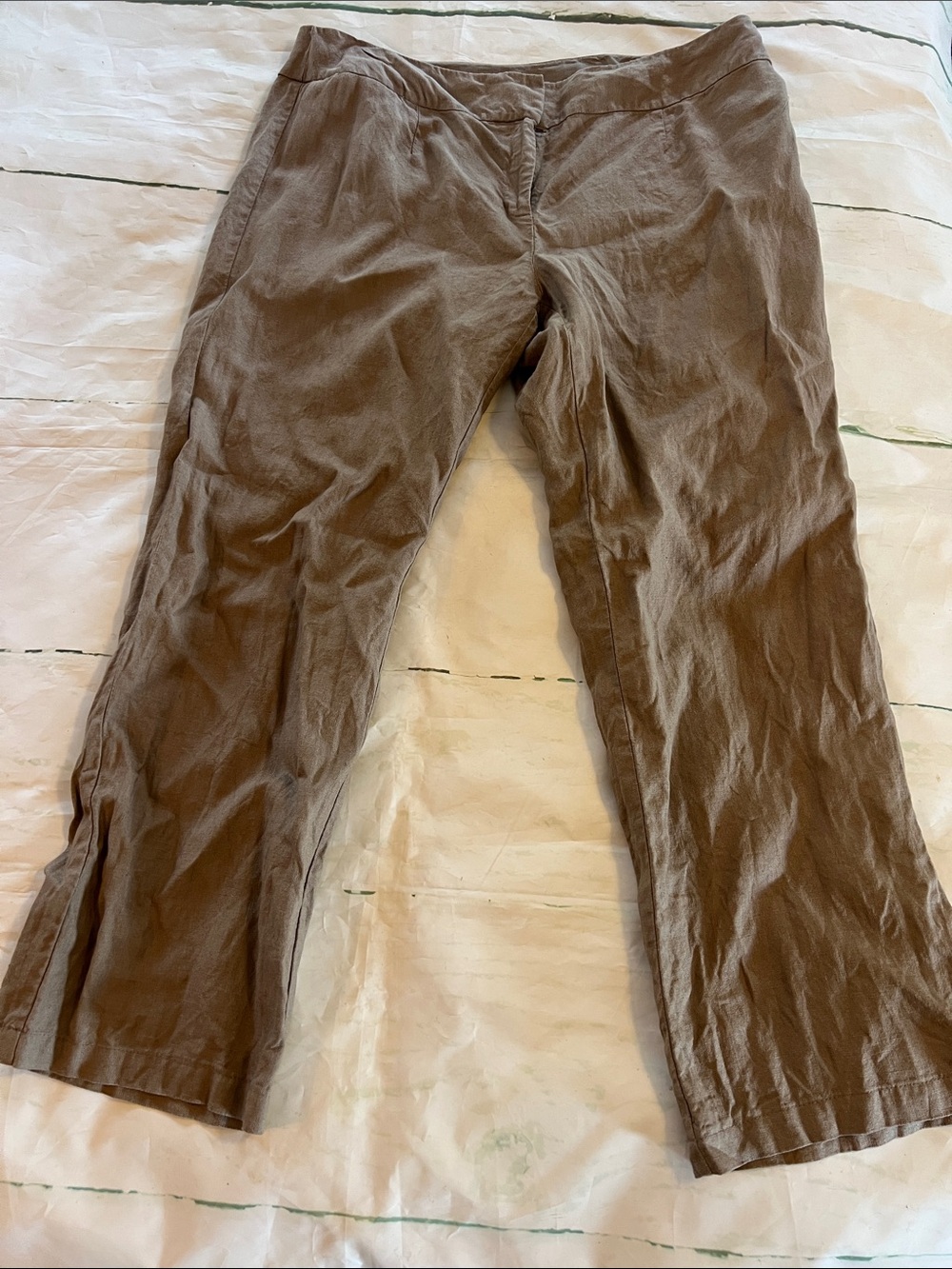 Eileen Fisher 100% Linen Pants Size 16W Brown Taupe Straight Leg